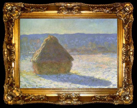 framed  Claude Monet haystack in the morning,snow effect, ta009-2